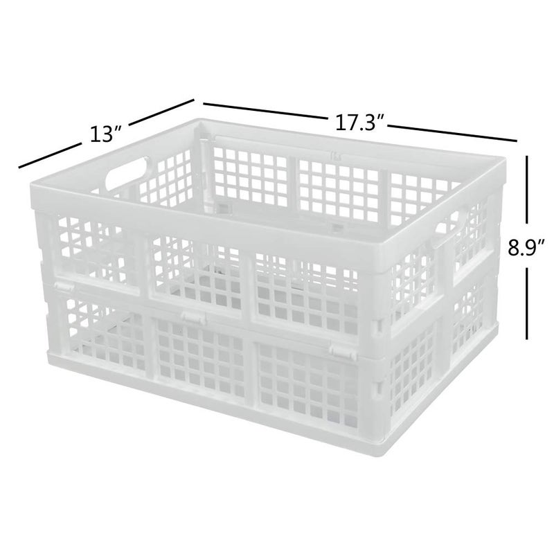 Begale 32 L Plastic Foldating Storage Basket, 3-Pack Collapsible Organizer Crate, White - Image 3